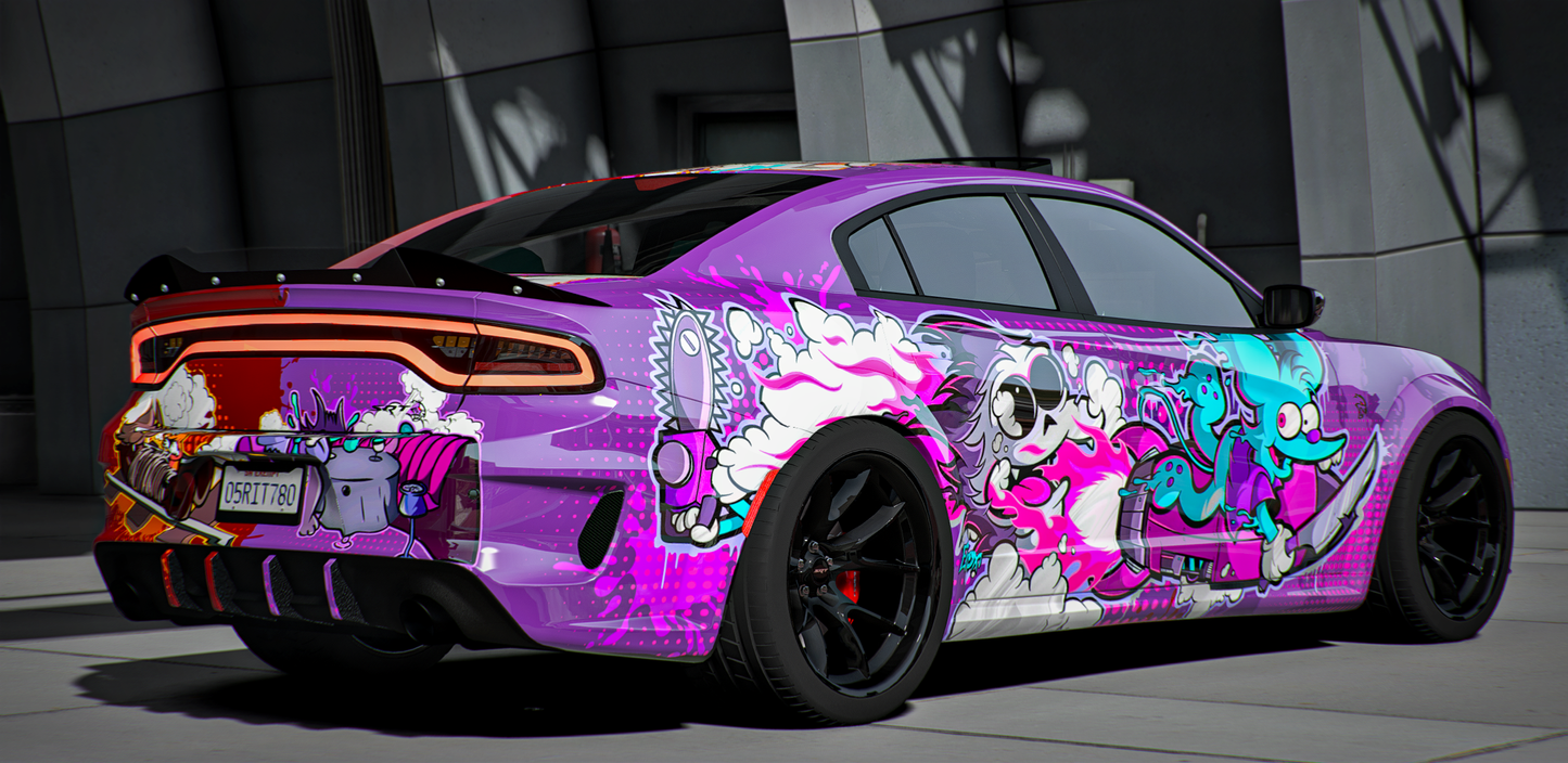 Custom Tuned Slideshow Itchy & Scratchy Show Dodge Charger Scatpack Widebody